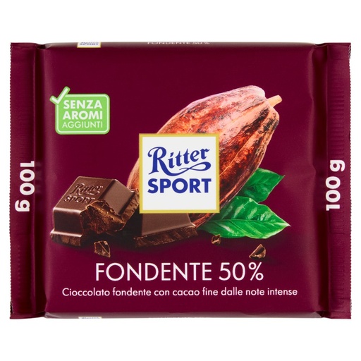 [000007296] Ritter Sport Gr.100 Cioccolato Fondente 50%