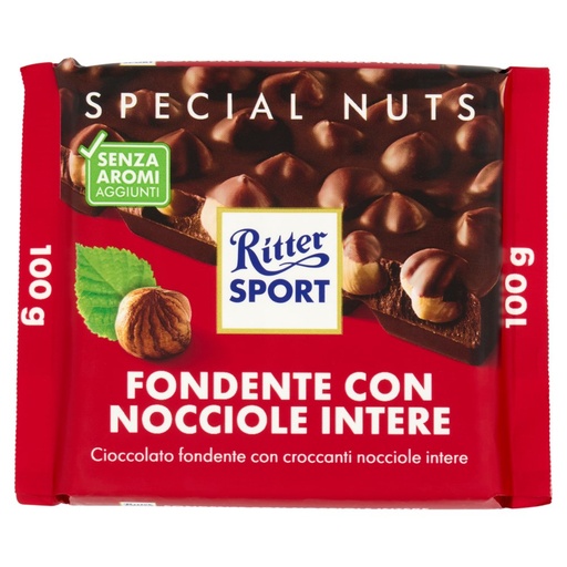 [000007301] Ritter Sport Cioccolato Fondente con Nocciole Intere Gr.100
