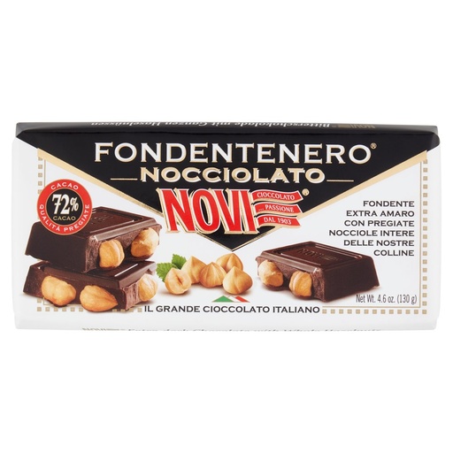 [000007307] Novi Tavoletta Nocciolato Fondente Nero 72% Gr.130