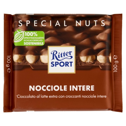 [000007352] Ritter Sport Cioccolato Latte e Nocciole Intere Gr.100