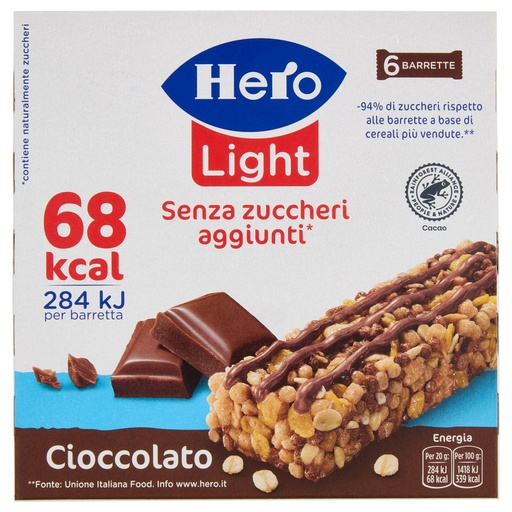 [000007406] Hero Light Barrette Cioccolato Gr.20 Pz.6