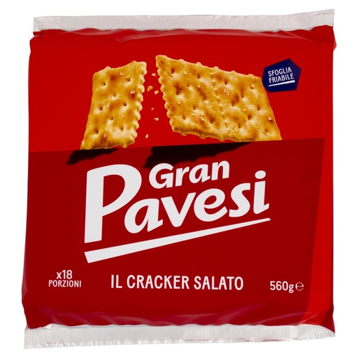 [000007407] Gran Pavesi il Cracker Salato con Grano 100% Italiano Gr.560