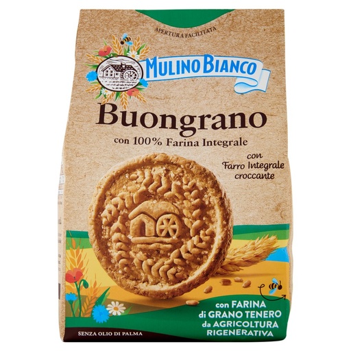 [000007449] Mulino Bianco Biscotti Buongrano con Farro Integrale Croccante Gr.350