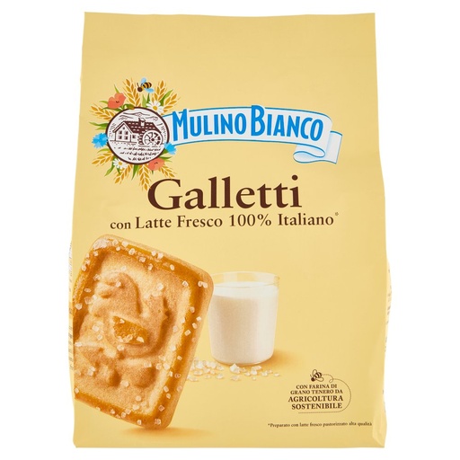 [000007458] Mulino Bianco Galletti Biscotti con Latte Fresco 100% Italiano Gr.800