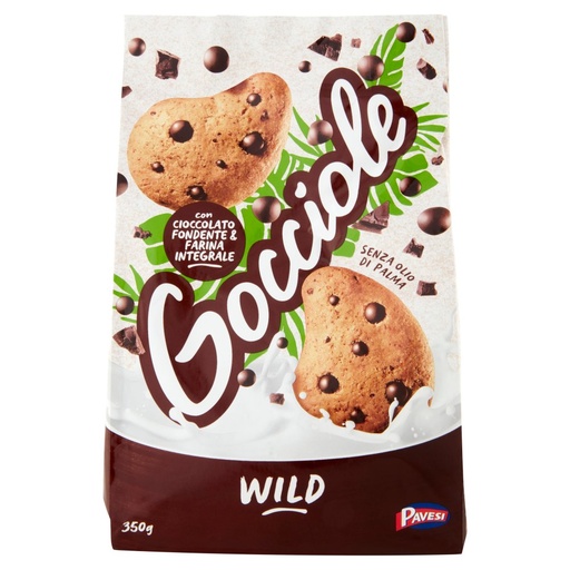 [000007480] Pavesi Gocciole Wild Biscotti con Gocce di Cioccolato e Farina Integrale Gr.350