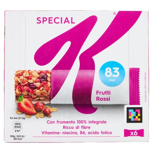 [000007517] Kellogg’s Special K Barrette ai Frutti Rossi Pz.6 Gr.21,5