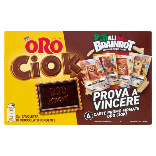 [000007530] Oro Saiwa Oro Ciok Biscotti con Tavoletta di Cioccolato Fondente Pz.8 Gr.25