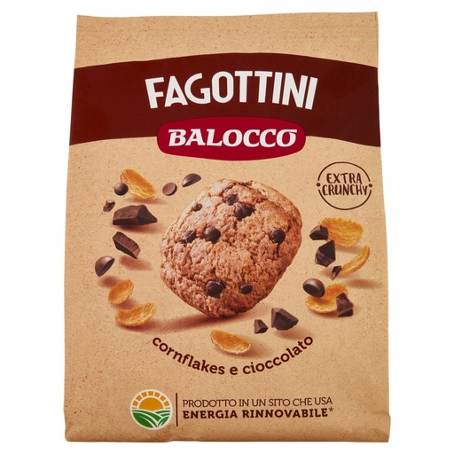 [000007590] Balocco Biscotti Integrali Fagottini con Cornflakes e Gocce di Cioccolato Gr.700