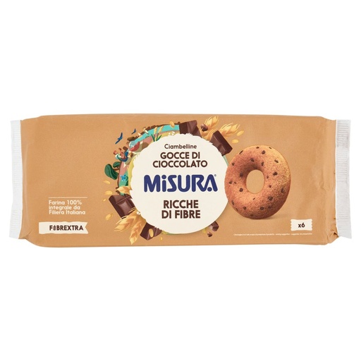 [000007616] Misura Fibrextra Ciambelline con Gocce di Cioccolato Pz.6 Gr.230
