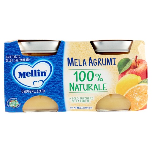 [000007727] Mellin Omogeneizzato Mela e Arancia Gr.100X2
