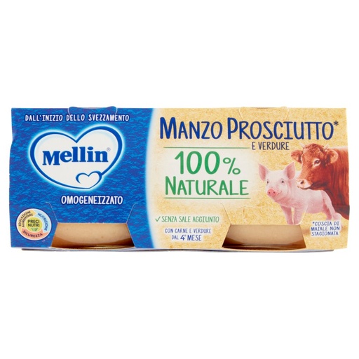 [000007731] Mellin Omogeneizzato Manzo e Prosciutto Gr.80X2