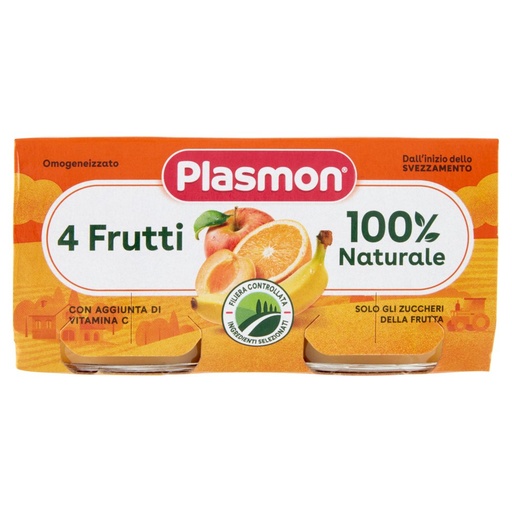 [000007748] Plasmon Omogeneizzato Frutta 4 Frutti Gr.104X2