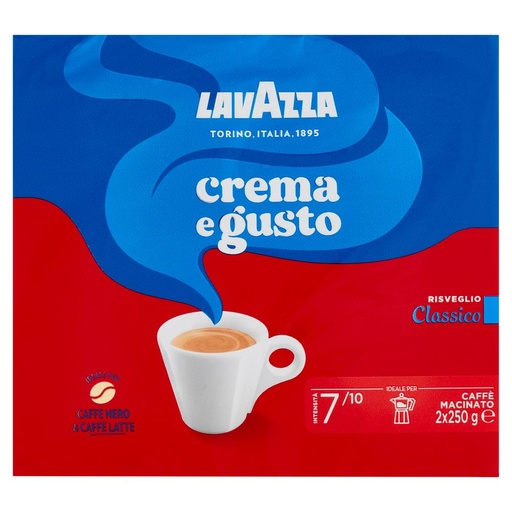 [000007773] Lavazza Caffè Crema e Gusto Classico Pz.2 x Gr.250