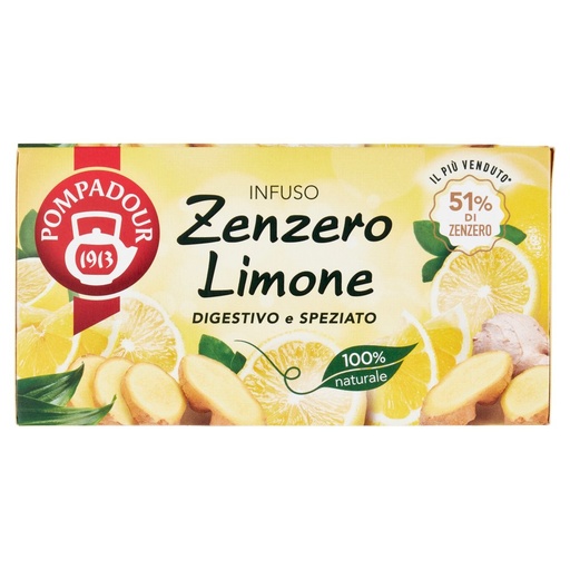 [000007843] Pompadour Infuso Zenzero e Limone 20 Filtri