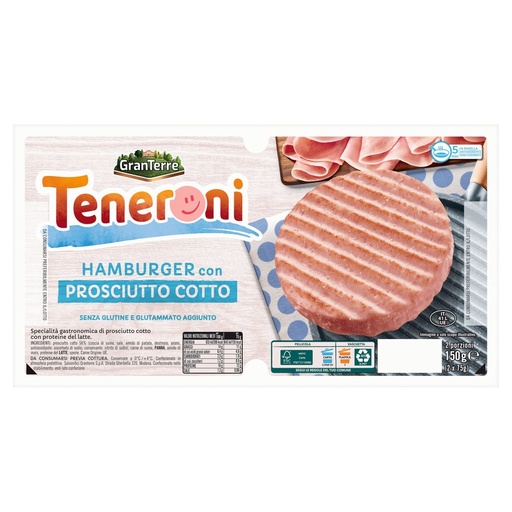 [000008129] Casa Modena Teneroni Hamburger con Prosciutto Cotto Pz.2 Gr.75