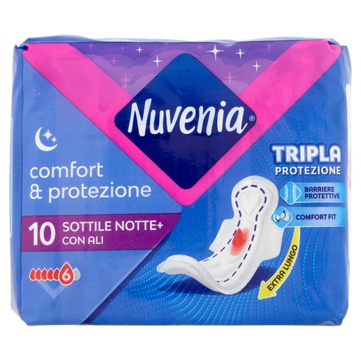 [000008335] Nuvenia Assorbente Comfort & Protezione Sottile Goodnight con Ali Pz.10