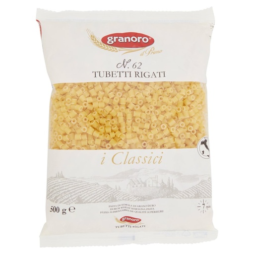 [000008918] Granoro Tubetti Rigati N°62 Gr.500
