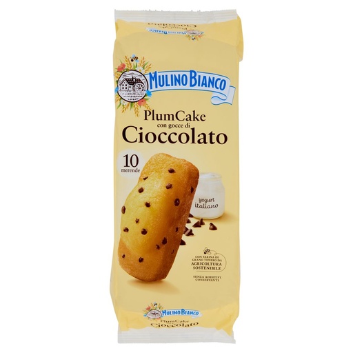 [000010595] Mulino Bianco Plumcake con Yogurt Italiano e Gocce di Cioccolato Pz.10 Gr.350