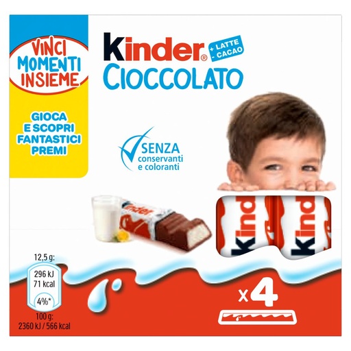 [000010769] Kinder Cioccolato Barrette Pz.4 Gr.50