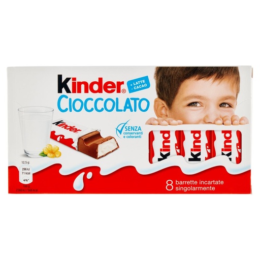 [000010770] Kinder Cioccolato Barrette Pz.8 Gr.100