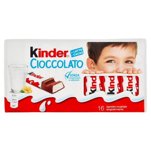 [000010771] Kinder Cioccolato Barrette Pz.16 Gr.150