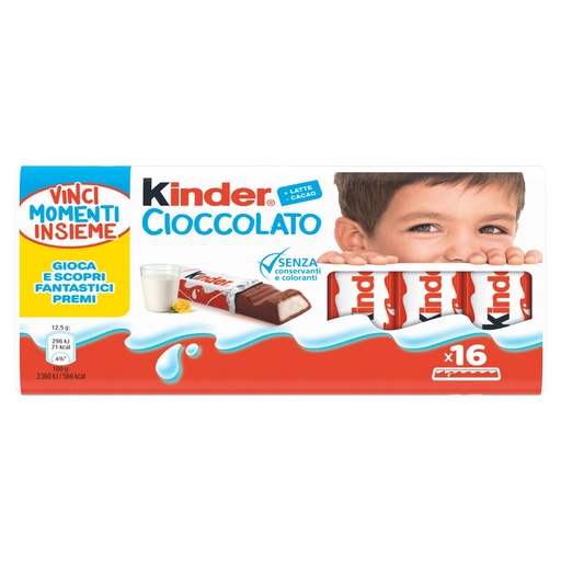[000010771] Kinder Cioccolato Barrette Pz.16 Gr.200
