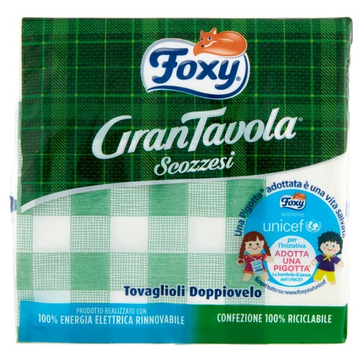 [000011680] Foxy Tovaglioli di Carta Scozzesi 2 Veli 33x33 Pz.43