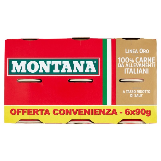 [000012620] Montana Linea Oro Carne in Scatola Pz.6 X Gr.90