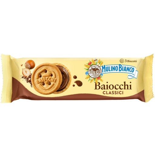 [000012841] Mulino Bianco Baiocchi Biscotti con Crema alla Nocciola e Cacao Monoporzione Gr.28