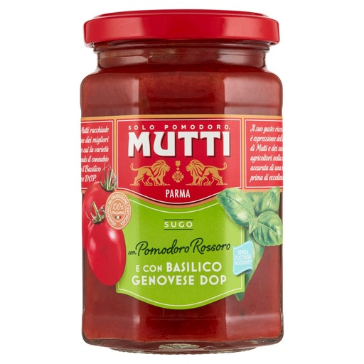 [000013392] Mutti Sugo con Pomodoro Rossoro e con Basilico Genovese DOP Gr.280