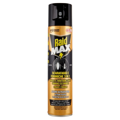 [000014736] Raid Max Insetticida Spray Contro Scarafaggi e Formiche Ml.300