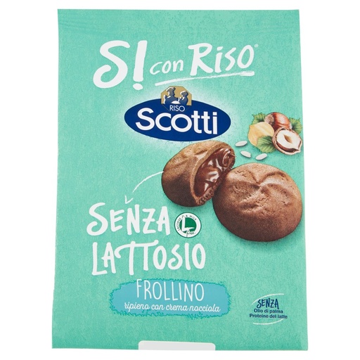 [000014969] Scotti Frollino al Cacao Ripieno di Crema alla Nocciola senza Lattosio Gr.200