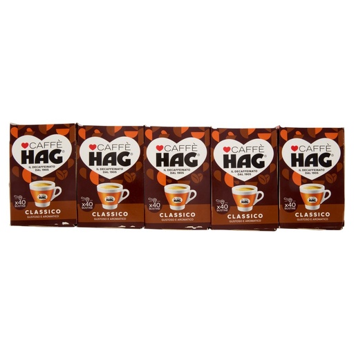[000015370] Caffè HAG Bar Bustine di Caffè Macinato Decaffeinato 40 x 5 x Gr.6,5