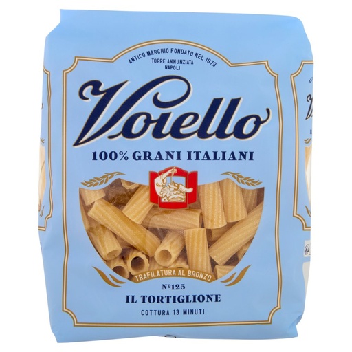 [000015806] Voiello Il Tortiglione N°125 Pasta Trafilata al Bronzo di Grano Aureo 100% Italiano Gr.500