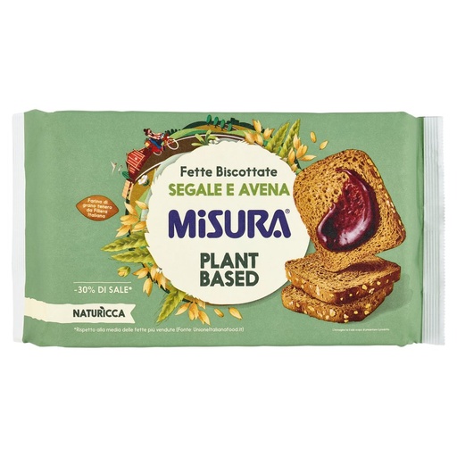 [000016973] Misura Naturìcca Fette Biscottate con Segale e Avena Plant Based Gr.320