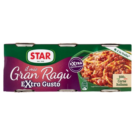 [000018277] Star Gran Ragù Extra Gusto Carne Italiana Gr.100 Pz.3
