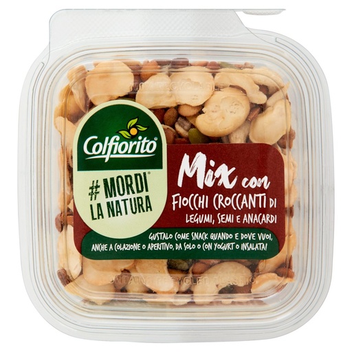 [000020972] Colfiorito Snack Pronto da Mangiare con Fiocchi Croccanti di Legumi Semi di Zucca e Nocciole Gr.160