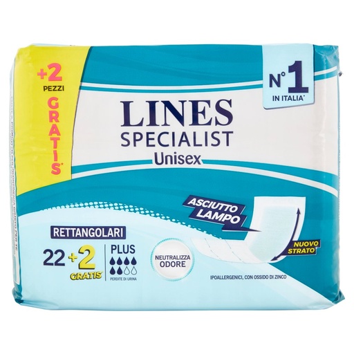 [000022861] Lines Specialist Plus Assorbenti Rettangolari Pz.22