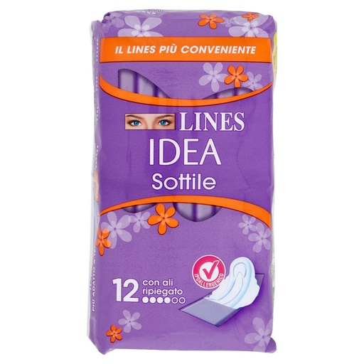 [000022876] Lines Idea Sottile Ripiegato Assorbenti con Ali Pz.12