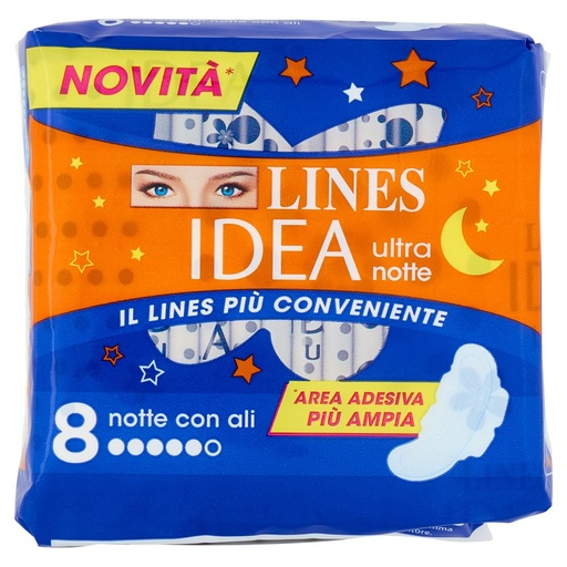 [000022880] Lines Idea Ultra Notte Assorbenti con Ali Pz.8