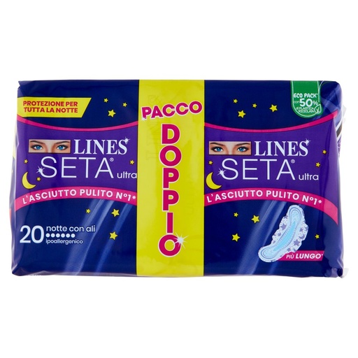 [000022904] Lines Seta Ultra Notte Assorbenti con Ali Pz.20