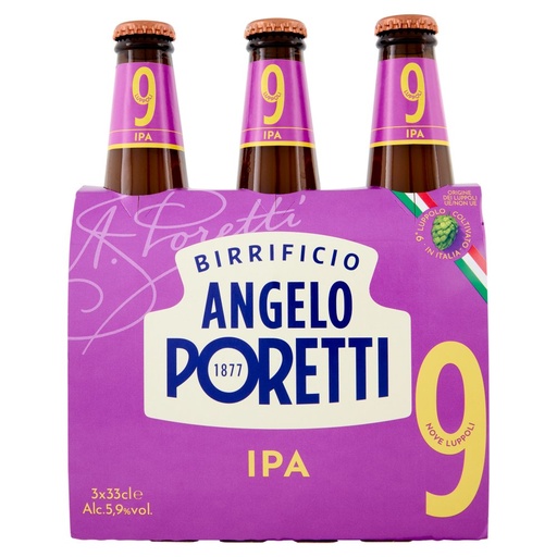 [000022947] Poretti 9 Luppoli Agrumati Birra IPA Cl.33X3 Vol.5.9°