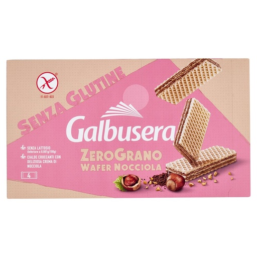 [000023504] Galbusera Zerograno Wafer alla Nocciola Senza Glutine e Senza Lattosio Gr.180