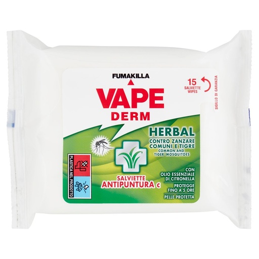 [000023596] Vape Derm Herbal Salviette Antipuntura Pz.15