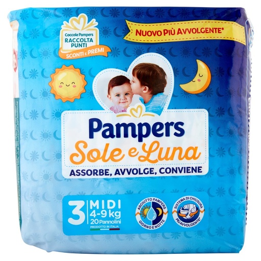 [000025241] PAMPERS PANNOLINI SOLE&LUNA MID 20 PZ
