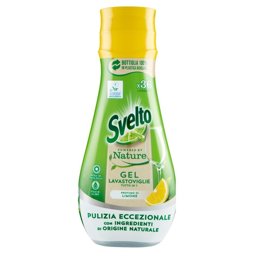 [000025732] Svelto Gel per Lavastoviglie Powered by Nature al Profumo di Limone 36 Lavaggi Ml.640