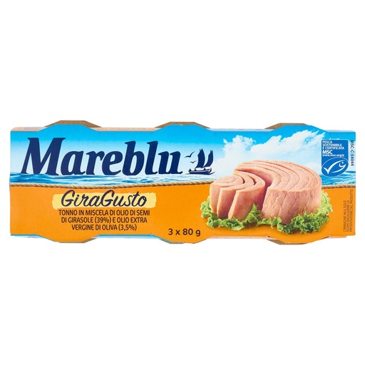 [000036691] Mareblu Tonno Extragusto in Olio di Semi di Girasole Gr.80 Pz.3