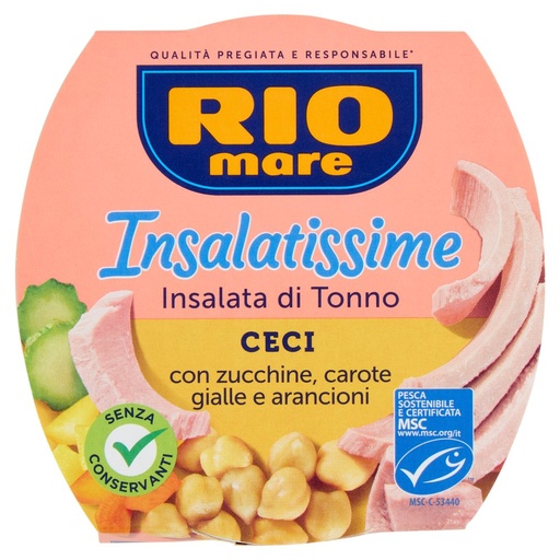 [000036693] Rio Mare Insalatissime Insalata di Tonno Ceci con Zucchine, Carote Gialle e Arancioni Gr.160