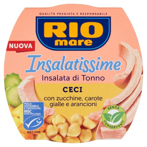 [000036693] Rio Mare Insalatissime Tonno Ceci con Zucchine, Carote Gialle e Arancioni Gr.160