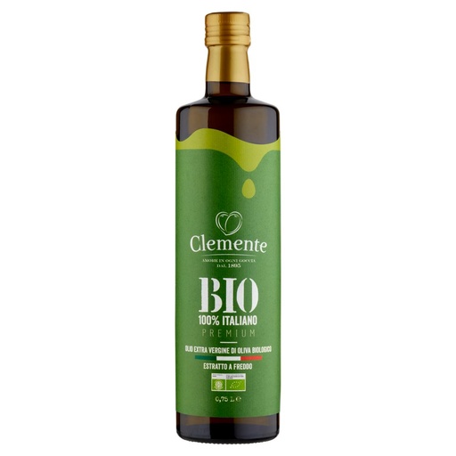 [000036935] Clemente Olio Extra Vergine d'Oliva Biologico Premium Estratto a Freddo 100% Italiano Cl.75